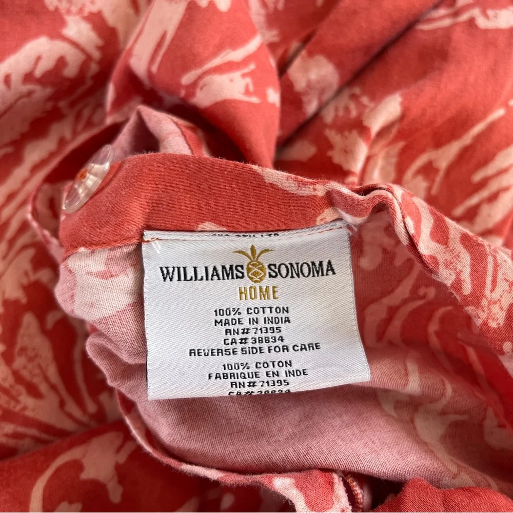 Vtg Williams Sonoma Cotton King Duvet Cover 4 Standard Sham Coral Scroll Leaf